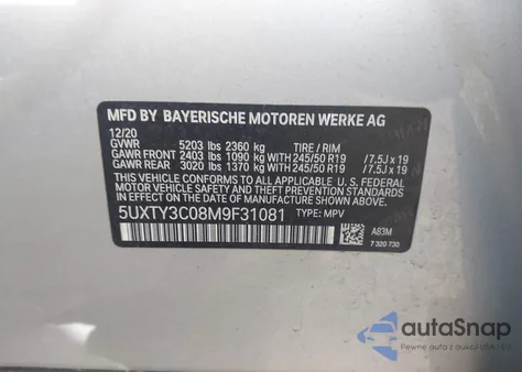 2021 BMW X3 Sdrive30I from USA, damaged, VIN 5UXTY3C08M9F31081